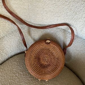 Woven wooden handbag from Bali